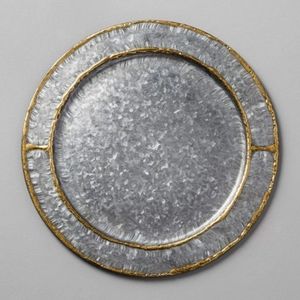 Galvanized Metal Plate Charger with Gold Welding - Hearth & Hand with Ma…3 pcs